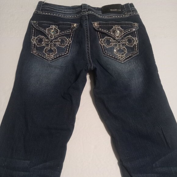 Grace In LA Women's Easy Fit Embellished Sequined Jeans Size 27 - Picture 3 of 8